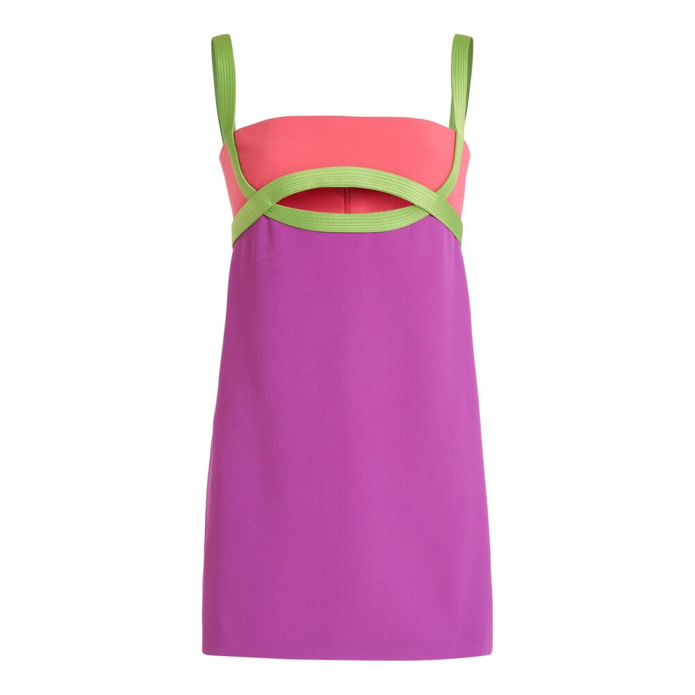 Versace Vibrant Pink and Purple Mini Dress with Green Accents